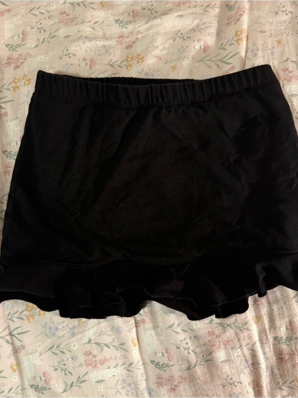 Forever21 Cotton Black Ruffle Hem Mini Skirt